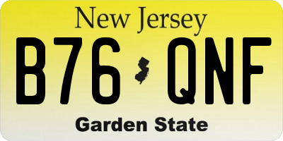 NJ license plate B76QNF