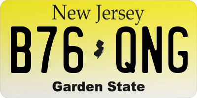 NJ license plate B76QNG