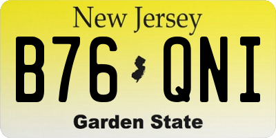 NJ license plate B76QNI