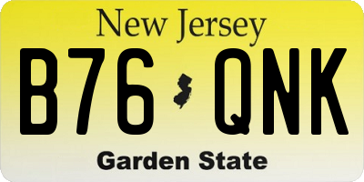 NJ license plate B76QNK