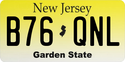 NJ license plate B76QNL