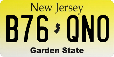 NJ license plate B76QNO
