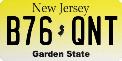 NJ license plate B76QNT