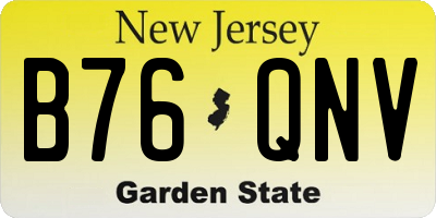 NJ license plate B76QNV