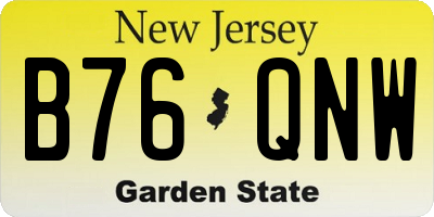 NJ license plate B76QNW