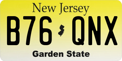 NJ license plate B76QNX
