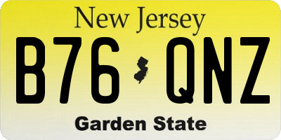 NJ license plate B76QNZ