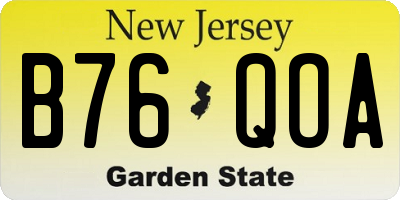 NJ license plate B76QOA