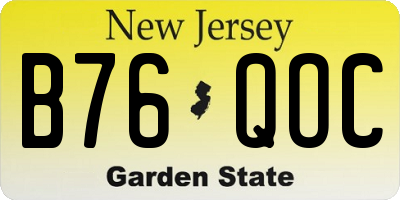 NJ license plate B76QOC