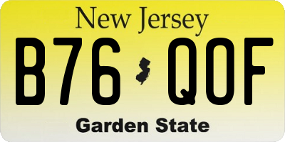 NJ license plate B76QOF