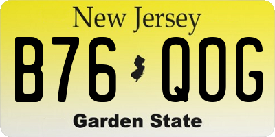 NJ license plate B76QOG