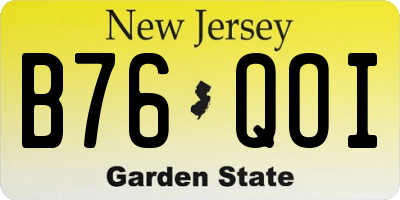 NJ license plate B76QOI
