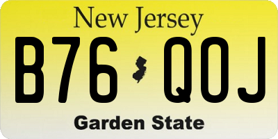 NJ license plate B76QOJ