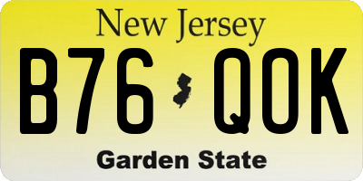 NJ license plate B76QOK