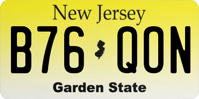 NJ license plate B76QON