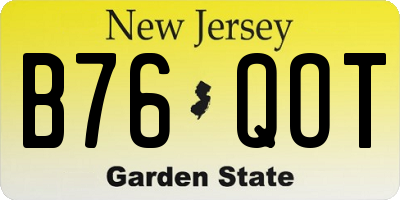 NJ license plate B76QOT