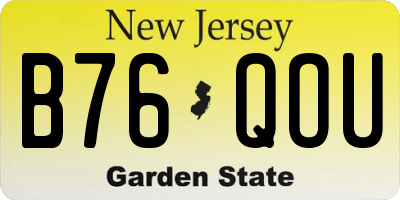 NJ license plate B76QOU