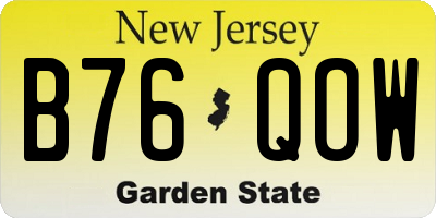 NJ license plate B76QOW