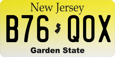 NJ license plate B76QOX