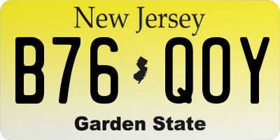 NJ license plate B76QOY