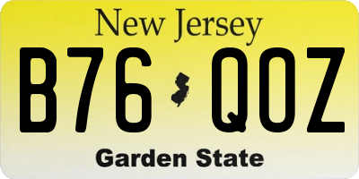 NJ license plate B76QOZ
