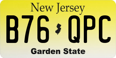 NJ license plate B76QPC