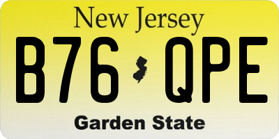 NJ license plate B76QPE