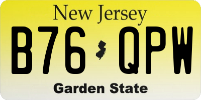 NJ license plate B76QPW