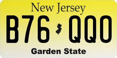 NJ license plate B76QQO