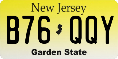 NJ license plate B76QQY
