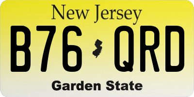 NJ license plate B76QRD