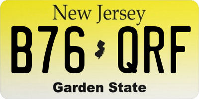 NJ license plate B76QRF