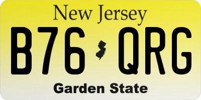 NJ license plate B76QRG