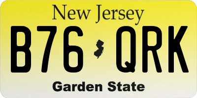 NJ license plate B76QRK