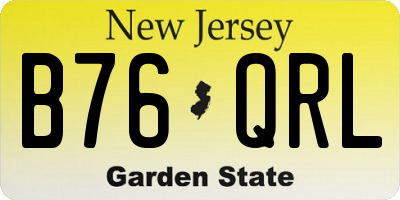 NJ license plate B76QRL