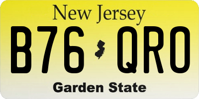NJ license plate B76QRO