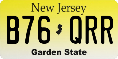 NJ license plate B76QRR