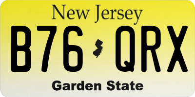 NJ license plate B76QRX