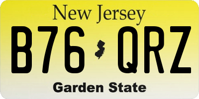 NJ license plate B76QRZ
