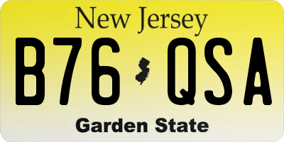 NJ license plate B76QSA