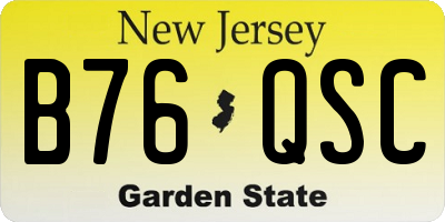 NJ license plate B76QSC