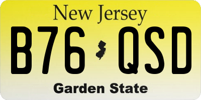 NJ license plate B76QSD