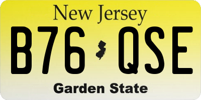 NJ license plate B76QSE