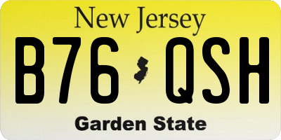 NJ license plate B76QSH