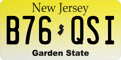 NJ license plate B76QSI