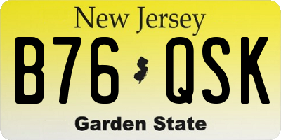 NJ license plate B76QSK