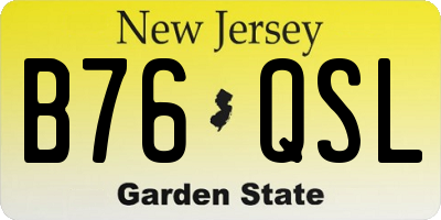 NJ license plate B76QSL