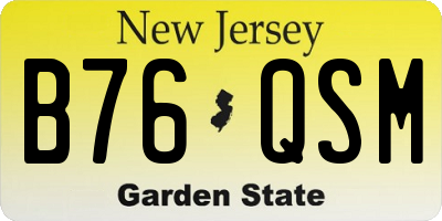 NJ license plate B76QSM