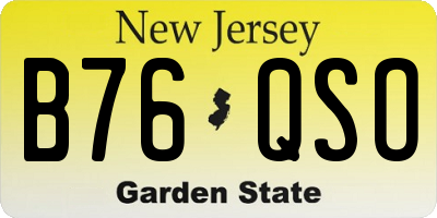 NJ license plate B76QSO