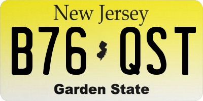 NJ license plate B76QST